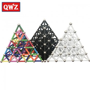 QWZ 50pcs-280pcs Magnet Bars amp; Metal Balls Magnetic Construction Creative Toys DIY Designer Educational Toy For Children Gifts