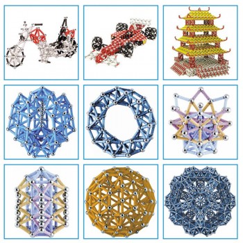 QWZ 50pcs-280pcs Magnet Bars amp; Metal Balls Magnetic Construction Creative Toys DIY Designer Educational Toy For Children Gifts