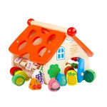Kids Shape Sorter Wooden House Lacing Fruits Beads Learning Clock Educational Toys For Children Toddlers