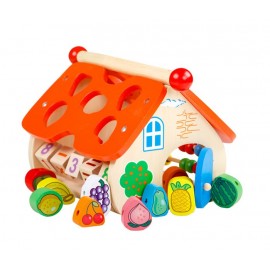Kids Shape Sorter Wooden House Lacing Fruits Beads Learning Clock Educational Toys For Children Toddlers