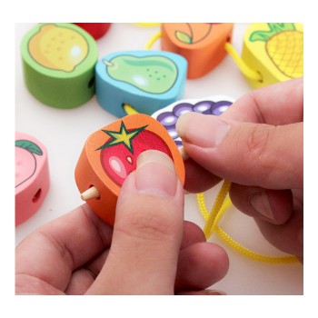 Kids Shape Sorter Wooden House Lacing Fruits Beads Learning Clock Educational Toys For Children Toddlers