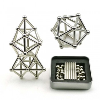 36pcs Magnet Bars amp; 27pcs Metal Balls DIY Magnet Toy Magnetic Blocks Model amp; Building Educational Toys for Children Kids Gift