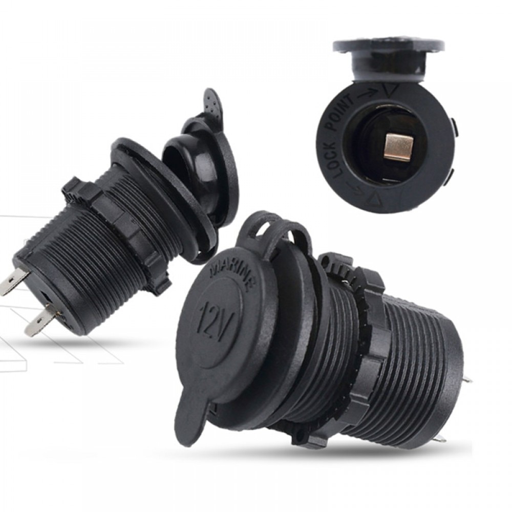 12V Motor Charger Adapter Waterproof Cigarette Lighter Power Socket Plug Black for Motorcycle Car Boat Tractor Accessory Not USB