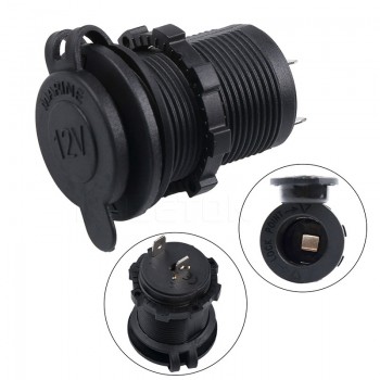 12V Motor Charger Adapter Waterproof Cigarette Lighter Power Socket Plug Black for Motorcycle Car Boat Tractor Accessory Not USB