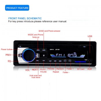 autoradio 1 din car radio JSD-520 car stereo bluetooth audio mp3 recorder usb sd aux input oto teypleri auto radio car player