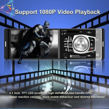 car radio 1 one DIN 12v Car audio Stereo Multimedia Player 4.1 inch Screen autoradio bluetooth SD USB TF support Camera 4012B