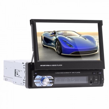 1Din Car Audio HD Digital 7 HD Retractable Touch Screen Car Stereo MP5 Player Rear View Camera Bluetooth Handsfree Autoradio