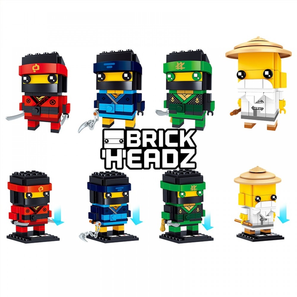NINJAGO Brickheadz Kai Jay Lloyd Master Wu minifigures Compatible With Legos Brick headz Model Building Blocks Bricks kids Toy