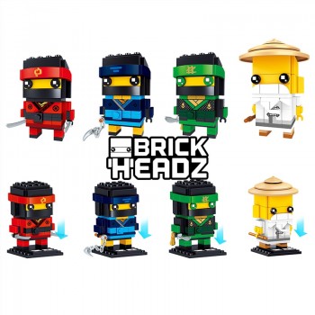NINJAGO Brickheadz Kai Jay Lloyd Master Wu minifigures Compatible With Legos Brick headz Model Building Blocks Bricks kids Toy