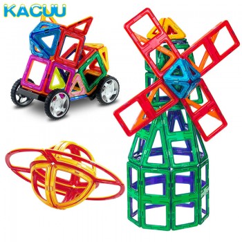 158pcs Big Size Magnetic Construction Kids DIY Magnetic Designer For Children Plastic Magnetic Blocks Educational Toys For Boys