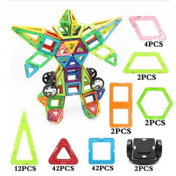 MyLitDear 108pcs Robot Magnetic Designer Construction Model Building Toy Plastic Magnetic Blocks Magic Educational Toys
