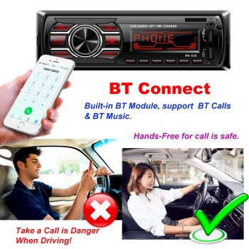 Car Stereo Media Player with 2 USB Ports Fast Charge Function for Phone FM Radio Bluetooth Connect ISO Power Interface