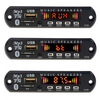Car Bluetooth FM Radio wireless Mp3 Player Handsfree with MIC TF USB 3.5mm AUX 5V 12V Car Audio Modification kit for Speakers