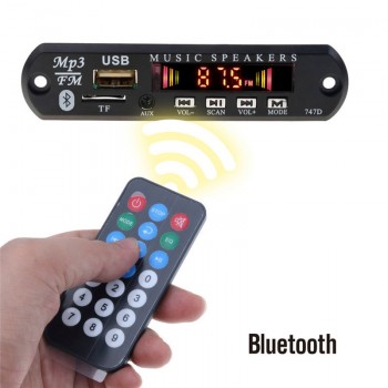 Car Bluetooth FM Radio wireless Mp3 Player Handsfree with MIC TF USB 3.5mm AUX 5V 12V Car Audio Modification kit for Speakers
