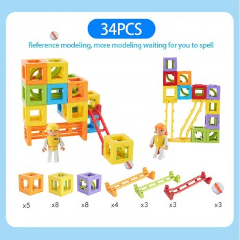 52PCS Magnetic Blocks Magnetic Designer Building Construction Toys Set Magnet Educational Toys For Children Kids Gift