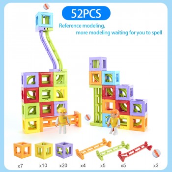 52PCS Magnetic Blocks Magnetic Designer Building Construction Toys Set Magnet Educational Toys For Children Kids Gift