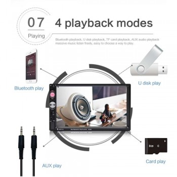 7 Inch HD touch screen Car radio Bluetooth Stereo audio Car Dual 2 din Car Multimedia MP5 Player rear camera remote controller