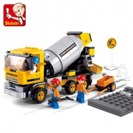 Sluban Building Block City Town Construction Heavy Engineering Cement Mixer Truck 296pcs Educational Bricks Toy Boy