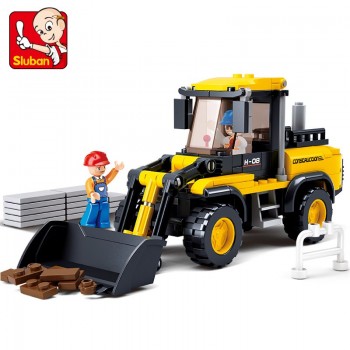 Sluban Building Block City Town Construction Heavy Engineering Cement Mixer Truck 296pcs Educational Bricks Toy Boy