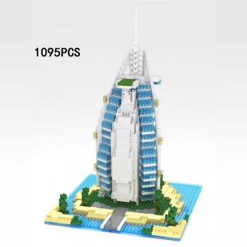 World famous Modern Architecture nanoblock The United Arab Emirates Dubai Burj Al Arab micro diamond building block model toys