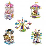 City Playground rides mini block Ferris wheel UFO Catcher pirate ship Merry-go-round Rotating aircraft stacking bricks toys