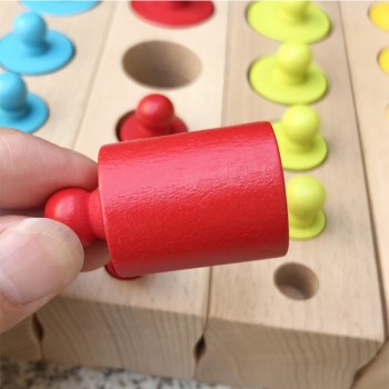 Montessori Educational Wooden Toys Cylinder Socket Blocks Toy Baby Development Practice and Senses 4pc/1 set Monterssori Family