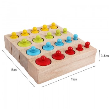 Montessori Educational Wooden Toys Cylinder Socket Blocks Toy Baby Development Practice and Senses 4pc/1 set Monterssori Family