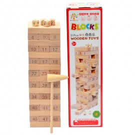 Quality Beech Wooden Tower 51 Pcs Wood Building Blocks Domino Jenga Game toy Amusing Kids Gift Parent-child Interaction Toys