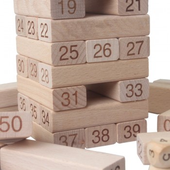 Quality Beech Wooden Tower 51 Pcs Wood Building Blocks Domino Jenga Game toy Amusing Kids Gift Parent-child Interaction Toys