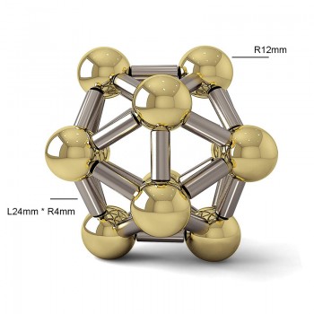 132pcs Magnetic Construction Set Toys,Magnetic Stick amp; Gold Plating Balls Building Blocks Fidget 3D Metal Puzzle Toys.