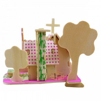 DIY Wooden Building Blocks Manual Assembly Toys 3D Model House Educational Toys for Kids