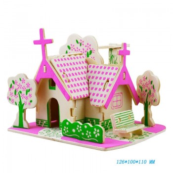 DIY Wooden Building Blocks Manual Assembly Toys 3D Model House Educational Toys for Kids