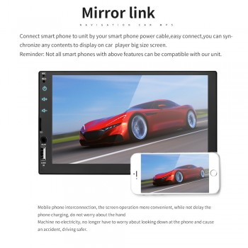Mirror Link 2 din 7 Car Radio Capacitive Touch Screen Player MP5 SD/FM/USB/AUX/Bluetooth Car Audio For Rear View Camera