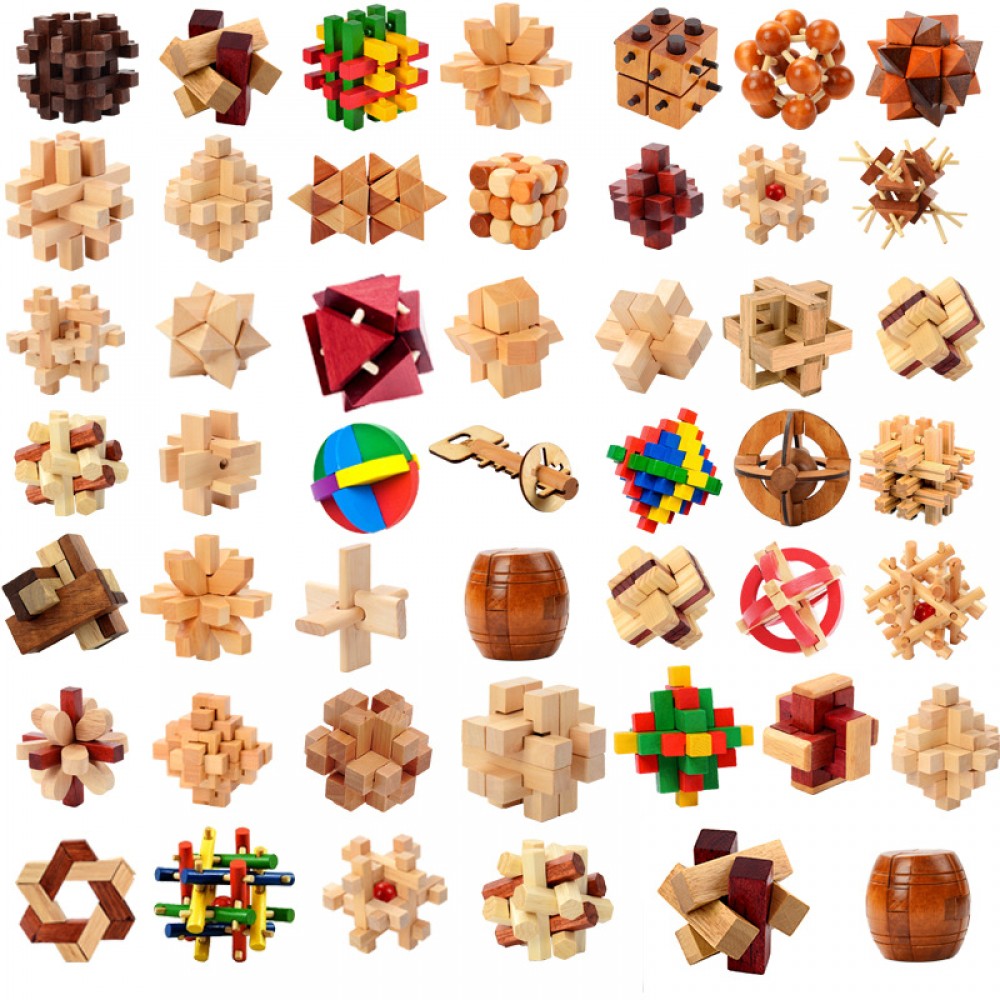 Lu Ban 3d lock Chinese Traditional Toys wooden building blocks classical disassembly handmade vintage adult educational toys