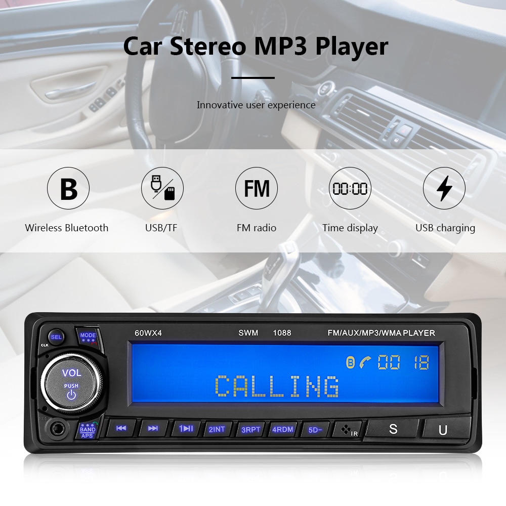 SWM 1088 1 Din Car Stereo MP3 Player 4.9 inch Bluetooth AUX Input FM Radio USB Charging Handsfree Car Radio Multimedia Player