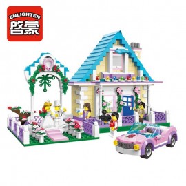 Enlighten Building Block City Town Wedding House 5 Figures 613pcs MOC Educational Brick - No Retail Box