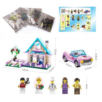 Enlighten Building Block City Town Wedding House 5 Figures 613pcs MOC Educational Brick - No Retail Box