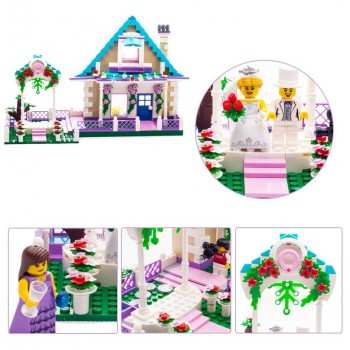 Enlighten Building Block City Town Wedding House 5 Figures 613pcs MOC Educational Brick - No Retail Box