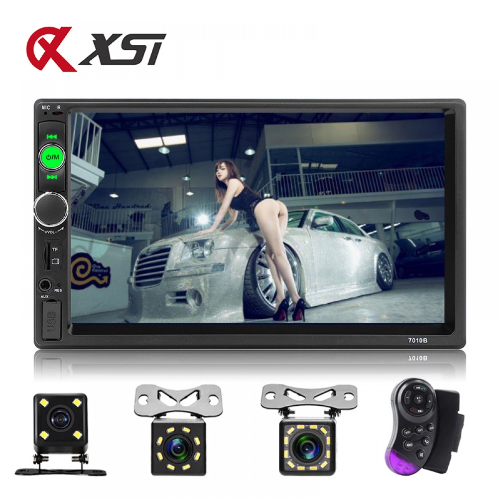XST Car Audio Player Bluetooth Stereo FM Radio Car MP5 7010B SD AUX USB 5V Charger Auto Electronics Subwoofer 2 Din Autoradio