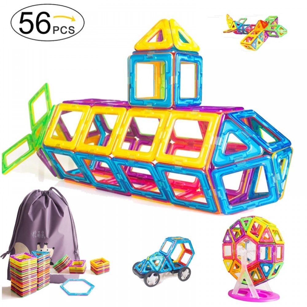 56pcs Big Size Magnetic Designer Blocks Building amp; Construction Toy Magnetic Tiles Game Educational Toys For Children Gifts