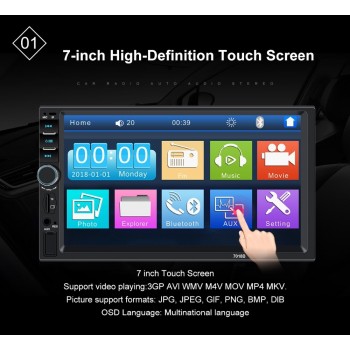 Central Multimedia MP5 Player 7 Touch Screen Bluetooth 2 Din Car radio with USB TF FM Support Back up Camera Auto Audio stereo