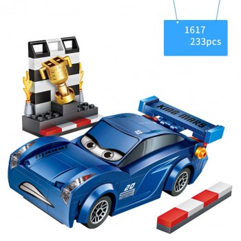 Hot cartoon movie sports car story mini block racing mcqueens jackson Ramirez trailer truck bricks toys for children gifts