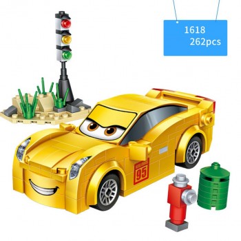 Hot cartoon movie sports car story mini block racing mcqueens jackson Ramirez trailer truck bricks toys for children gifts