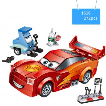 Hot cartoon movie sports car story mini block racing mcqueens jackson Ramirez trailer truck bricks toys for children gifts