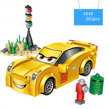 Hot cartoon movie sports car story mini block racing mcqueens jackson Ramirez trailer truck bricks toys for children gifts