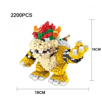 Funny game image super mario bros micro diamond building block Bowser Koopa nanoblock assemable bricks toys collection for gifts