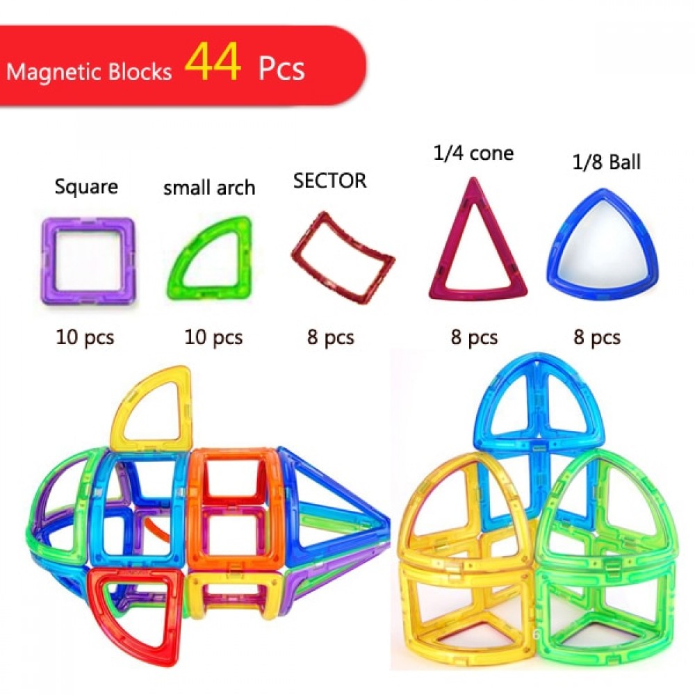 UNIQUE #63002  44PCS Magnet Toys Building Blocks Magnetic Construction Set Designer Kids DIY Educational Toys Games For Children