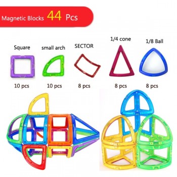 UNIQUE #63002  44PCS Magnet Toys Building Blocks Magnetic Construction Set Designer Kids DIY Educational Toys Games For Children