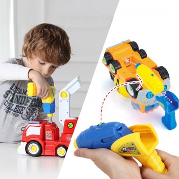 Children Educational Disassembly Engineer Truck Kids Assembly Screw Auto Electric Toy Trucks Best Gift