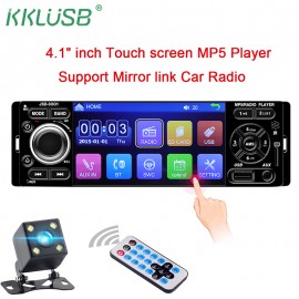 autoradio car radio 1 din 12v 4.1 inch touch screen auto audio mirror link car stereo bluetooth rear view camera usb aux player